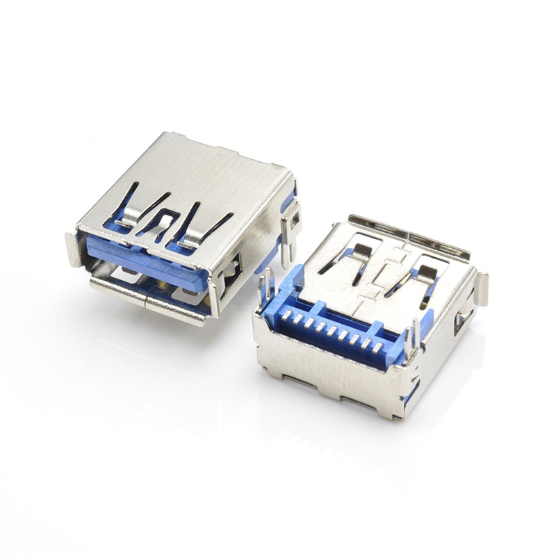 U03S0004B Series USB3.0 A Type AF SMT Right Angle Harpoon Foot Short-body Connector